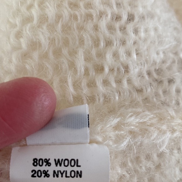 Handmade wool sweater cardigan neutral coastal grandma Small lightweight - Picture 10 of 10